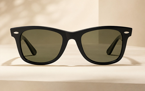 Óculos Ray-Ban clássico em fundo clean e elegante